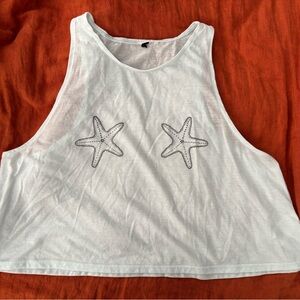 White Starfish Crop Tank Top